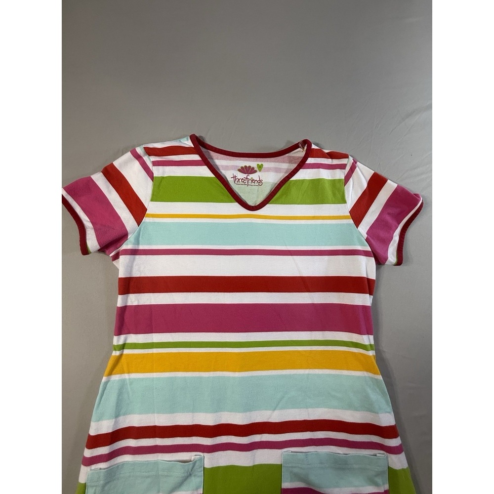Three Friends Colorful Striped Ladies Dress Cotton/Spandex Size M - Picture 3 of 11